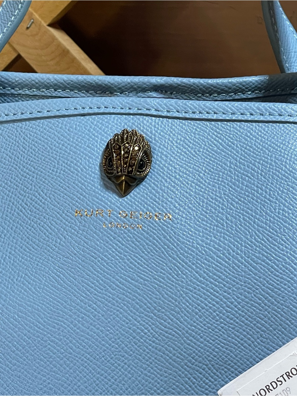 NWT Pristine Kurt Geiger London Pastel Blue Saffiano -Style 100% Leather Tote - Picture 14 of 14